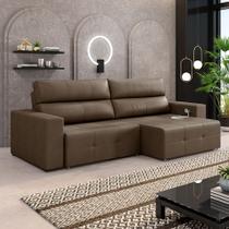 Sofá Retrátil 3 Lugares 204cm 2 Módulos Nero com USB Couro Cappuccino G52 - Gran Belo Sofá Retrátil 3 Lugares 204cm 2 Módulos Nero com USB Couro Cappuccino G52 - Gran Belo