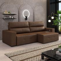 Sofá Retrátil 3 Lugares 204cm 2 Módulos Nero com USB Couro Manchado G52 - Gran Belo Sofá Retrátil 3 Lugares 204cm 2 Módulos Nero com USB Couro Manchado G52 - Gran Belo