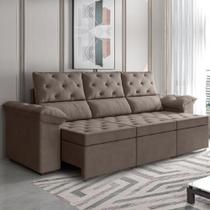 Sofá Retrátil 3 Lugares 2,10m York Suede Marrom