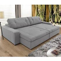 Sofá Retrátil 3 Lugares 220cm Isaac Espresso Móveis Cinza Sofá Retrátil 3 Lugares 220cm Isaac Espresso Móveis Cinza