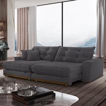 Sofá Retrátil 3 Lugares 250cm Linho Belize Cinza Grafite Sofá Retrátil 3 Lugares 250cm Linho Belize Cinza Grafite