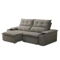 Sofá Retrátil 3 Lugares com Porta Copo 210cm Malta F05 Veludo Marrom - Mpozenato Sofá Retrátil 3 Lugares com Porta Copo 210cm Malta F05 Veludo Marrom - Mpozenato