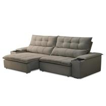 Sofá Retrátil 3 Lugares com Porta Copo 250cm Malta F05 Veludo Marrom - Mpozenato Sofá Retrátil 3 Lugares com Porta Copo 250cm Malta F05 Veludo Marrom - Mpozenato