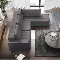 Sofá Retrátil 3 Lugares Suede Cinza Presidente