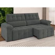 Sofá Retrátil 3 Lugares Veludo Cinza Santorino Besthouse Sofás