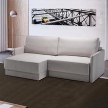 Sofá Retrátil 4 Lugares 220cm Madrid com Braço Slim Linho Off White NS