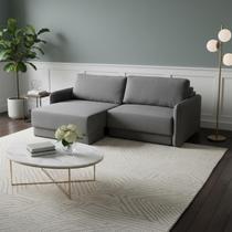 Sofá Retrátil 4 Lugares 220cm Madrid com Braço Slim Veludo Cinza NS Cor:Cinza