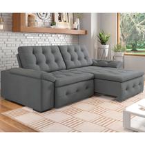 Sofá Retrátil 4 Lugares 230 Cm Mola Bonnel D26 Reclinável New Queen Suede Cinza - SóSofá