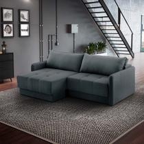 Sofá Retrátil 4 Lugares 240cm Itália Braço Slim Veludo Cinza Grafite NS Cor:Cinza Grafite