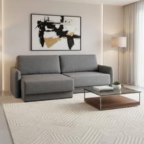 Sofá Retrátil 4 Lugares 240cm Madrid com Braço Slim Linho Cinza NS