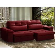 Sofá Retrátil 4 Lugares 250 Cm Mola Bonnel D26 Reclinável Modena Suede Bordô - SóSofá