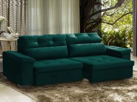 Sofá Retrátil 4 Lugares 250 Cm Mola Bonnel D26 Reclinável Modena Suede Verde - SóSofá