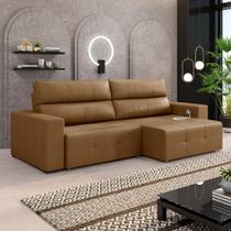 Sofá Retrátil 4 Lugares 284cm 2 Módulos Nero com USB Couro Caramelo G52 - Gran Belo Sofá Retrátil 4 Lugares 284cm 2 Módulos Nero com USB Couro Caramelo G52 - Gran Belo