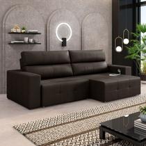 Sofá Retrátil 4 Lugares 284cm 2 Módulos Nero com USB Couro Marrom G52 - Gran Belo Sofá Retrátil 4 Lugares 284cm 2 Módulos Nero com USB Couro Marrom G52 - Gran Belo