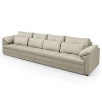 Sofá Retrátil 4 Lugares Para Sala 339cm Dijon Couro Creme S07 - Mpozenato