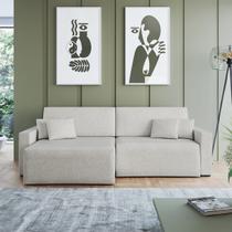 Sofá Retrátil 5 Lugares 274cm Sucre Almofadas Soltas Linho Off White NS Cor:Off White