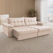 Sofá Retrátil 5 Lugares 290cm Linho Muriaé