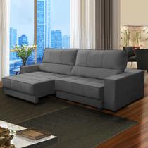 Sofá Retrátil 5 Lugares 300 Cm Reclinável Mola Ensacada Orion Veludo Cinza SóSofá