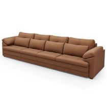 Sofá Retrátil 5 Lugares Para Sala 414cm Dijon Couro Mel S07 - Mpozenato