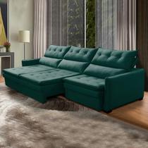 Sofá Retrátil 6 Lugares 290 Cm Legacy Reclinável Mola Bonnel Braço Fino Veludo Verde - SóSofá Sofá Retrátil 6 Lugares 290 Cm Legacy Reclinável Mola Bonnel Braço Fino Veludo Verde - SóSofá