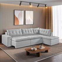Sofá Retrátil 6 Lugares 296cm com Chaise a Direita de 91cm Presidente