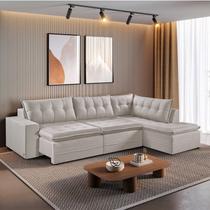 Sofá Retrátil 6 Lugares 296cm com Chaise a Direita de 91cm Presidente Sofá Retrátil 6 Lugares 296cm com Chaise a Direita de 91cm Presidente