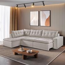 Sofá Retrátil 6 Lugares Presidente 315cm com Chaise a Esquerda de 91cm