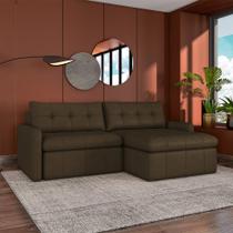 Sofá Retrátil Bipartido Sala de Estar Belém 204cm Couro Capuccino G52 - Gran Belo