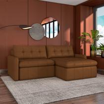 Sofá Retrátil Bipartido Sala de Estar Belém 244cm Couro Caramelo G52 - Gran Belo Sofá Retrátil Bipartido Sala de Estar Belém 244cm Couro Caramelo G52 - Gran Belo
