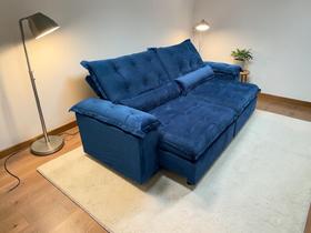 Sofá Retrátil Braço Almofadado Florença Plus 2,30m Azul Sofá Retrátil Braço Almofadado Florença Plus 2,30m Azul