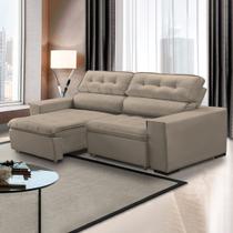 Sofá Retrátil Chicago 230 Cm Reclinável Mola Bonnel Espuma D26 Veludo Bege - SóSofá