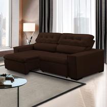 Sofá Retrátil Chicago 230 Cm Reclinável Mola Bonnel Espuma D26 Veludo Marrom - SóSofá