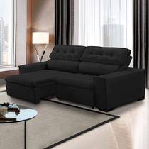 Sofá Retrátil Chicago 230 Cm Reclinável Mola Bonnel Espuma D26 Veludo Preto - SóSofá