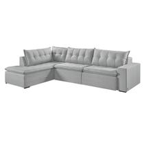 Sofá Retratil Com Chaise Esquerda Titan 7 Lugares 3,56M Tecido Linho Sofá Retratil Com Chaise Esquerda Titan 7 Lugares 3,56M Tecido Linho