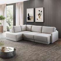 Sofá Retrátil com Chaise Esquerdo 6 Lugares 290x205cm Madrid Linho Off White NS Cor:Off White Sofá Retrátil com Chaise Esquerdo 6 Lugares 290x205cm Madrid Linho Off White NS Cor:Off White