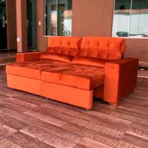 Sofá retrátil com encosto reclinável Luxo com almofadas e rodízios