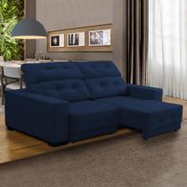 Sofá Retrátil Compact 210 Cm Reclinável Mola Bonnel Espuma D26 Suede Azul - SóSofá