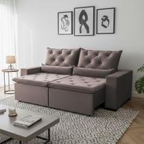 Sofá Retrátil Confort Master Suede 150m Reclinável 2 Módulos e Acabamento Sofisticado Milão Bege
