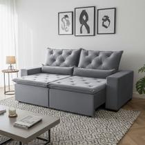 Sofá Retrátil Confort Plus Suede 150m Reclinável e com 2 Módulos Milão Cinza Claro Sofá Retrátil Confort Plus Suede 150m Reclinável e com 2 Módulos Milão Cinza Claro