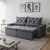 Sofá Retrátil Confort Plus Suede Cinza 150m Reclinável E Com 2 Módulos Para Sala Moderna Milão Cinza Sofá Retrátil Confort Plus Suede Cinza 150m Reclinável E Com 2 Módulos Para Sala Moderna Milão Cinza