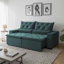 Sofá Retrátil Confort Suede 150m Modelo e Reclinável com Dois Módulos Milão Verde