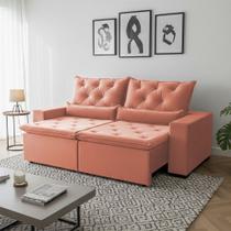 Sofá Retrátil Confort Suede Laranja 150m Modelo e Reclinável com Dois Módulos Milão Laranja