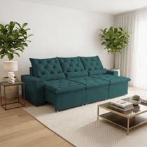 Sofá Retrátil Design 250m Suede Elegante Reclinável e Ideal para Salas Modernas e Amplas Milão Verde