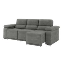Sofá Retrátil Desmontável Suede 2,10m Cinza Sofá Retrátil Desmontável Suede 2,10m Cinza
