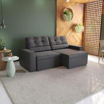 Sofá Retrátil Domus 228cm Suede Mescla Grafite Kappesberg