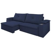 Sofa Retratil E Reclinavel 02 Lugares 190cm Tico Suede Azul D'monegatto