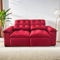 Sofá Retrátil e Reclinável 1,5m em Tecido Veludão C/ Pillow nos Braços - Montagem Inclusa