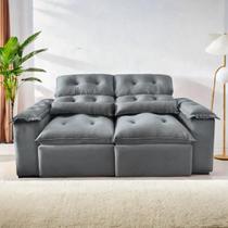 Sofá Retrátil e Reclinável 1,5m em Tecido Veludão C/ Pillow nos Braços - Montagem Inclusa