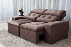 Sofá Retrátil e Reclinável 1,5m Suede Marrom - Veneza Estofados