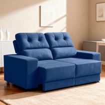 Sofá Retrátil e Reclinável 180cm Veludo Oslo Azul